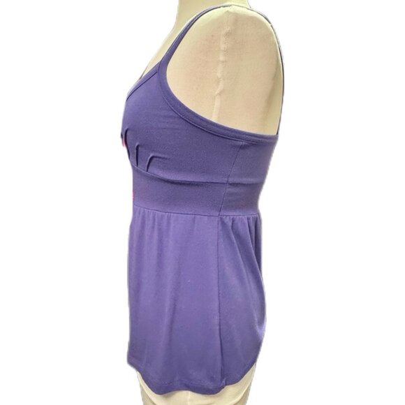 Xhilaration Casual Babydoll Tank Top Purple Tie Front Stretch Small Empire Waist - Picture 3 of 9
